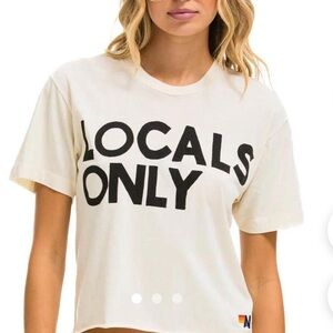 Aviator Nation Locals Only Boyfriend Tee - Cream and Black